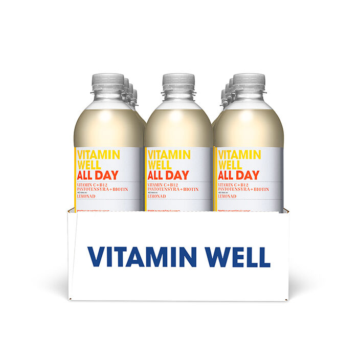 12 x Vitamin Well, 500ml, Lemonad 2 kr pant Lemonad