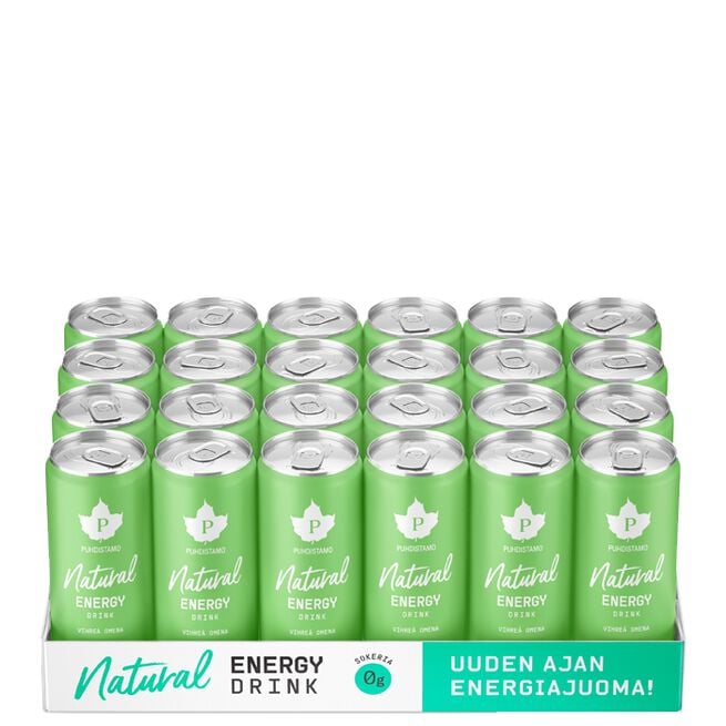 24 x Natural energy drink, Green Apple, 330ml 