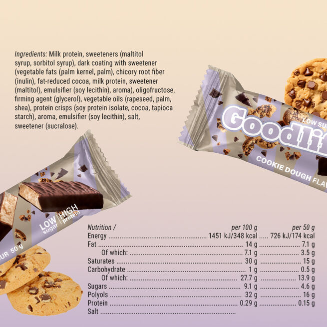 15 x Vähäsokerinen proteiinipatukka 50 g Cookie Dough (NEW!)