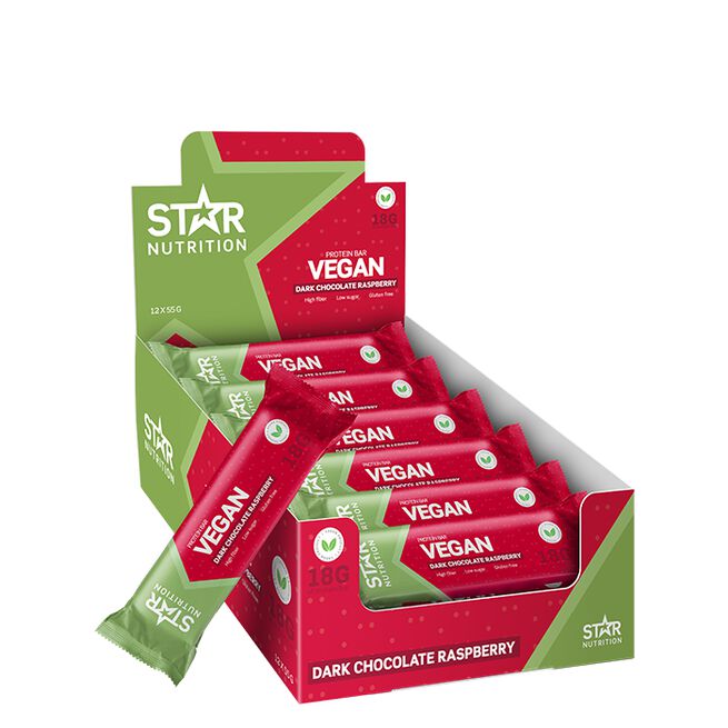 12 x Vegaaninen proteiinipatukka 55 g Raspberry Chocolate