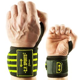 Strongman Wrist Wraps 50 cm, Black/Yellow  Strongman rannesiteet 50 cm Musta Keltainen