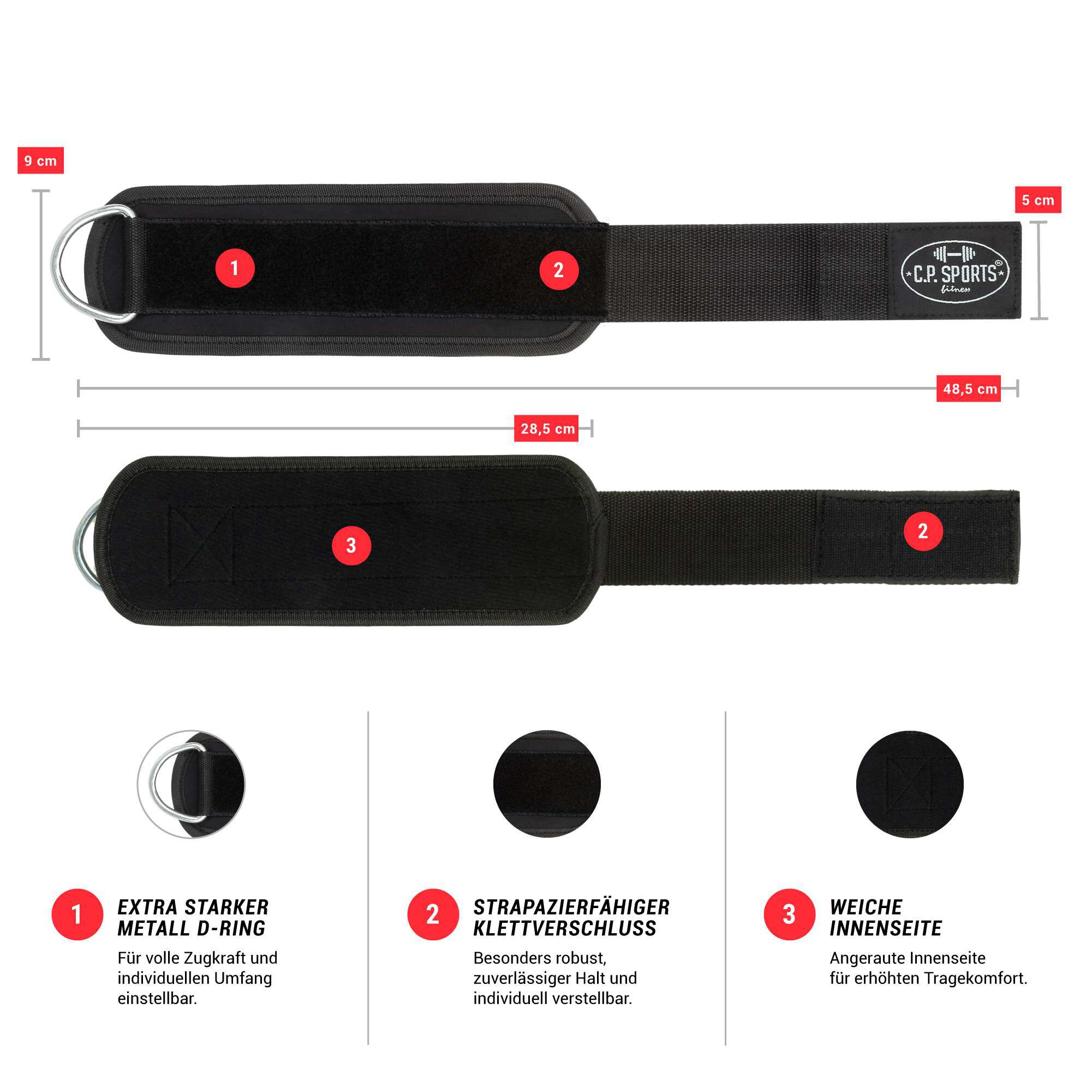 Premium Jalkahihnat pari Musta  