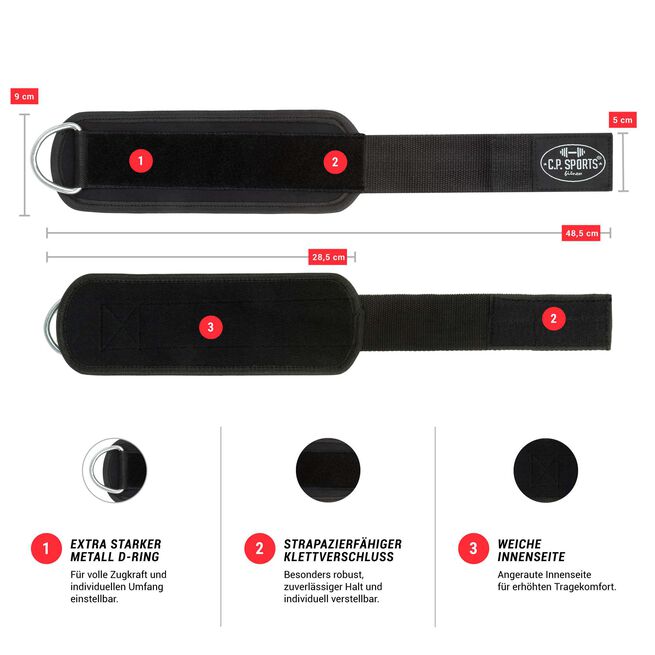 Premium Jalkahihnat pari Musta