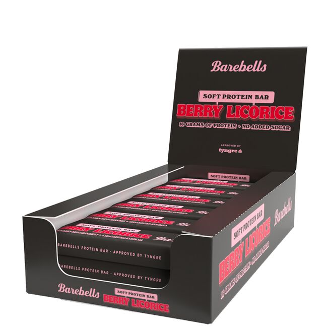12 x Barebells Soft Bar, 55 g, Berry Licorice 
