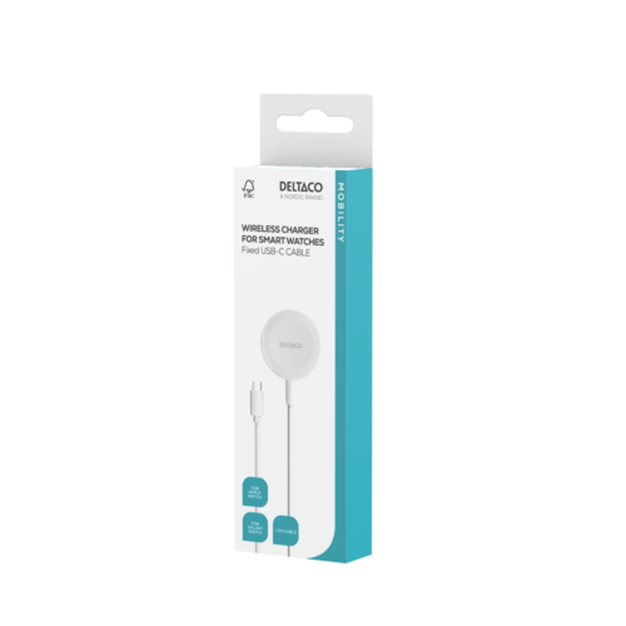 Laturi Apple Watchille ja Samsung Galaxy Watchille USB-C Valkoinen 1 m