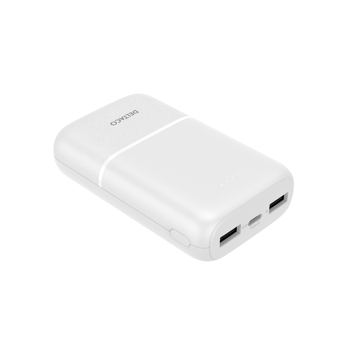 Powerbank 2x USB-A ja 1x USB-C Valkoinen 10 000 mAh